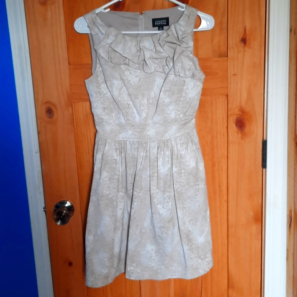 Adrianna Papell Formal Dress short sleeves tan